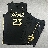 Raptors 23 Fred Vanvleet Black City Edition Nike Swingman Jersey(With Shorts),baseball caps,new era cap wholesale,wholesale hats